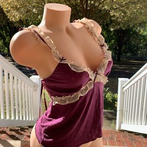 Sexy Grape Burgundy Red Lace Trim Camisole Top from Marks and Spencer’s England